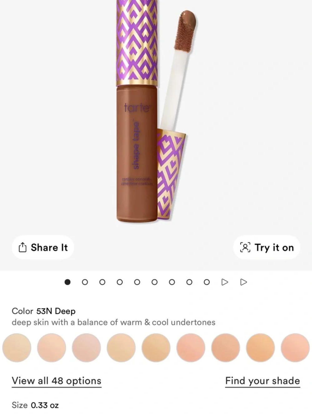 Tarte Shape Tape Ultra Creamy Concealer 53N Deep NIB